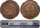 FRANCE 5 centimes Cérès TROISIÈME RÉPUBLIQUE Paris 1896 (25mm, 5g, 6h) -