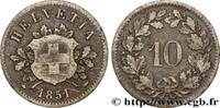 SUISSE 10 Centimes (Rappen) SUISSE Strasbourg 1851 (19mm, 2,52g, 12h) -