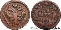 RUSSIE 1 Denga (1/2 Kopeck) aigle bicéphale RUSSIE Moscou ou Ekaterinbourg 1736 (25mm, 9,59g, 12h) -