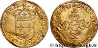 FRANCE Écu d'or au soleil, à la croix anillée fleurdelisé LOUIS XIII LE JUSTE Amiens 1643 (24,5mm, 3,32g, 2h) -