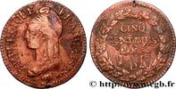 FRANCE Cinq centimes Dupré, grand module, refrappage du DIRECTOIRE Lyon 1797 (29,22mm, 9,67g, 6h) -