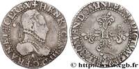FRANCE Demi-franc au col gaufré HENRI III Paris 1587 (28mm, 6,88g, 1h) -