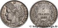 FRANCE 5 francs Cérès, IIe République DEUXIÈME RÉPUBLIQUE Paris 1851 (37mm, 24,97g, 6h) -