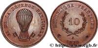 FRANCE Essai au module de 10 centimes au ballon TROISIÈME RÉPUBLIQUE - GOUVERNEMENT DE LA DÉFENSE NATIONALE Paris 1870 (30mm, 9,05g, 6h) -