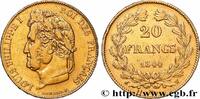 FRANCE 20 francs Louis-Philippe, Domard LOUIS-PHILIPPE Ier Lille 1844 (21mm, 6,40g, 6h) -