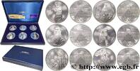 FRANCE Coffret des six 100 francs Belle Épreuve - Trésors COMMÉMORATIVES MONNAIE DE PARIS Pessac 1994 (37mm, 22,2g, 6h) -