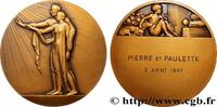 FRANCE Médaille de mariage AMOUR ET MARIAGE Monnaie de Paris 1947 (58,5mm, 107,37g, 12h) -
