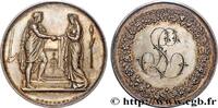 FRANCE Médaille de mariage, Couple antique AMOUR ET MARIAGE 1856 (34,50mm, 18,54g, 12h) -