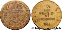 FRANCE Médaille, 250e anniversaire de la loge anglaise 20 ORIENTS DE PROVINCE 33 - Bordeaux 1982 (50mm, 48,89g, 12h) -