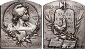 FRANCE Plaquette, Concours de manoeuvres de pompes à ince TROISIÈME RÉPUBLIQUE 1911 (59,5mm, 78,28g, 12h) -