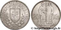 SLOVAQUIE 20 Korun St Cyril et St Méthode variété avec croix SLOVAQUIE 1941 (31mm, 15,12g, 12h) -