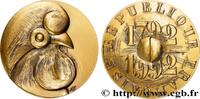 FRANCE Médaille, Bicentenaire de la République Française CINQUIÈME RÉPUBLIQUE Monnaie de Paris 1992 (71,5mm, 213,16g, 12h) -