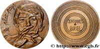 FRANCE Médaille, Jacques Brel ARTISTES : MUSICIENS, PEINTRES, SCULPTEURS Monnaie de Paris 1980 (68mm, 174,01g, 12h) -