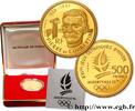 FRANCE Belle Épreuve Or 500 francs - Pierre de Coubertin COMMÉMORATIVES MONNAIE DE PARIS Pessac 1991 (31mm, 17g, 6h) -