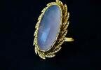 Bague vintage en or 18K avec quartz rose -