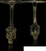 Italie Anse d’œnochoé romaine en bronze décorée d’un Bacchus enfant ou Eros -