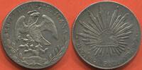 Ausländische Münzen MEXIQUE 8 RÉALES EN ARGENT 1890 ZS FZ AVEC 3 CONTREMARQUES DE CHANGEURS CHINOIS UNE EN HAUT A L'AVERS ET 2 AUTRES DANS LE CENTRE -