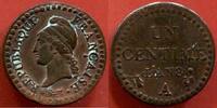 Französische Dezimalmünzen CONSULAT 1799-1804 UN CENTIME DUPRE L'AN 8 A ATELIER PARIS RARE * / N° CATALOGUE : G076a -