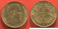 Französische Dezimalmünzen 5 FRANCS EN OR NAPOLÉON III TÊTE NUE PETIT MODULE 1855 A ATELIER PARIS TRANCHE CANNELÉE POIDS 1.61g ÉTAT SPLENDIDE / N° CATALOGUE : G100 -