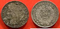 Französische Dezimalmünzen 20 CENTIMES TYPE CERES 1849 A ATELIER PARIS POIDS 1g MONNAIE RARE / N° CATALOGUE : G303 -