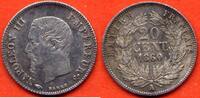 Französische Dezimalmünzen 20 CENTIMES NAPOLEON III TETE NUE 1860 A ATELIER PARIS METAL ARGENT * / N° CATALOGUE : G305 -