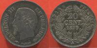 Französische Dezimalmünzen 20 CENT SECOND EMPIRE 1852-1870 ARGENT NAPOLÉON III TÊTE NUE ANNÉE 1859 ATELIER A PARIS ETAT SUPERBE A SPLENDIDE TRÈS JOLIE MONNAIE / -