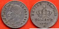 Französische Dezimalmünzen 20 CENTIMES NAPOLEON III TETE LAUREE PETIT MODULE 1864 BB ATELIER STRASBOURG METAL ARGENT * / N° CATALOGUE : G308 -