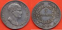 Französische Dezimalmünzen 5 FRANCS BONAPARTE PREMIER CONSUL ANNÉE AN12 A ATELIER PARIS MÉTAL ARGENT TRANCHE A ÉTAT SUPERBE / N° CATALOGUE : G577 -