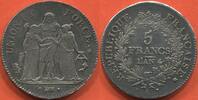 Französische Dezimalmünzen 5 FRANCS UNION ET FORCE, UNION SERRÉ, AVEC GLANDS INTÉRIEURS ET GLAND EXTÉRIEUR, AN 4 (1795-1796) A ATELIER PARIS MÉTAL ARGENT POIDS 25.0 -