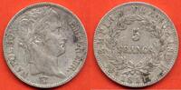 Französische Dezimalmünzen 5 FRANCS NAPOLEON 1er TETE LAUREE AU REVERS EMPIRE ANNEE 1811 H ATELIER LA ROCHELLE METAL ARGENT * / N° CATALOGUE : G584 -