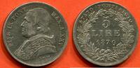 Ausländische Münzen VATICAN 5 LIRES EN ARGENT PIUS IX 1870 R POIDS 25.04g / N° CATALOGUE : KM1385 -