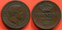 Ausländische Münzen BRONZE ITALIE ROYAUME DES 2 SICILES 2 TORNESI EN 1843 POIDS 6.22g / N° CATALOGUE : KM327 -
