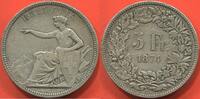 Ausländische Münzen 5 FRANCS SUISSE ARGENT ANNÉE 1874 ATELIER B. FRAPPE A BRUXELLES EN BELGIQUE POIDS 24.69g ETAT TB/TTB INFIMES PETITS COUPS SUR LA TRANCH -