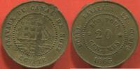 Ausländische Münzen 20 CENTIMES COLONIES FRANÇAISES CANAL DE SUEZ MONNAIE DE NÉCESSITE EN LAITON BOREL LAVALLEY & COMPAGNIE ANNÉE 1865 TRANCHE A 20 PANS ETAT -