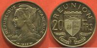 Ausländische Münzen 20 FRANCS ILE DE LA RÉUNION 1955 ESSAI MÉTAL BRONZE-ALUMINIUM SEULEMENT 1200 EXEMPLAIRES FRAPPES POIDS 4g SPLENDIDE A ETAT FLEUR DE COIN -
