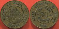 Ausländische Münzen 50 CENTIMES COLONIES FRANÇAISES CANAL DE SUEZ MONNAIE DE NÉCESSITE EN LAITON BOREL LAVALLEY & COMPAGNIE ANNÉE 1865 TRANCHE A 24 PANS ETAT -
