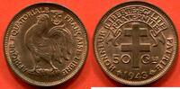 Ausländische Münzen 50 CENTIMES COLONIES FRANCAISES AEF AFRIQUE EQUATORIALE FRANCAISE LIBRE 1943 SA (PRETORIA) POIDS 2.85g * / N° CATALOGUE : LECOMPTE09 -