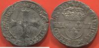 Französische Königliche Münzen QUART D’ÉCU EN ARGENT HENRI IV 1589-1610 2e TYPE AVEC CROIX AUX BRAS COURONNÉS DE FACE, ANNÉE 1606 ATELIER C SAINT L’O A/ HENRICVS IIII D G FRAN ET N -