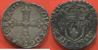 Französische Königliche Münzen QUART D’ÉCU CHARLES X 1589-1590 CROIX AUX BRAS FLEURDELISÉE DE FACE, ANNÉE 1592 T ATELIER NANTES MÉTAL ARGENT POIDS 9.60g ETAT TB/TTB / N -