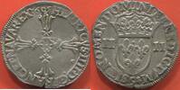 Französische Königliche Münzen QUART D’ÉCU EN ARGENT HENRI IV 1589-1610 3e TYPE AVEC CROIX AUX BRAS FLEURONNÉS DE FACE ANNÉE 1605 ATELIER 9 RENNES A/ HENRICVS IIII D G FRAN ET NAV -