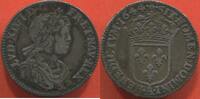 Französische Königliche Münzen LOUIS XIV 1643-1715 1/12 ÉCU A LA MÈCHE COURTE EN ARGENT ANNÉE 1644 A PARIS AVEC ROSE POIDS 2.21g ETAT TTB MONNAIE AVEC DES GRIF -