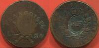 Ausländische Münzen 3 SOUS COLONIE FRANÇAISE - GUADELOUPE CONTREMARQUE RF REPUBLIQUE FRANÇAISE 1793-1802 9 DENIERS OU 1/4 ESCALIN 1767 SURFRAPPE DE 1793 -
