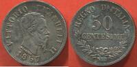 Ausländische Münzen 50 CENTIMES ITALIE VICTOR EMANUELLE II EN ARGENT ANNÉE 1867 N ATELIER NAPLES ETAT SUPERBE -