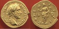Antike Münzen 161 AUREUS ANTONIN LE PIEUX 138- EN OR A/ ANTONINVS AVG PIVS PP TR P XVI VARIÉTÉ DE LÉGENDE SA TÊTE LAURÉE A DROITE R/ COS IIII LA LIBÉRAL -