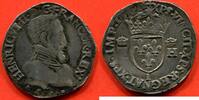 Französische Königliche Münzen TESTON CHARLES IX 1560-1574 2e TYPE A/ HENRICVS II D G FRANCOR REX BUSTE A DROITE DU ROI, CUIRASSE, LA TETE NUE R/ XPS ECT ECU DE FRA -