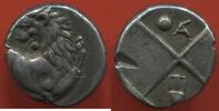 Antike Münzen HEMIDRACHME GRECE CHERSONESE DE THRACE 480-350 AV JC EN ARGENT A/ LION BONDISSANT A DROITE, DETOURNANT LA TETE ET RUGISSANT R/ DANS UN CAR -