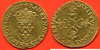Französische Königliche Münzen 1610 ÉCU D'OR AU HENRI IV 1589- SOLEIL 1er TYPE A/ HENRICVS IIII D G FRAN ET NAVA REX B ÉCU DE FRANCE COURONNE R/ CHRISTVS REGNAT VINCIT ET IMP -