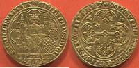 Französische Königliche Münzen PHILIPPE VI DE VALOIS 1328-1350 ÉCU D'OR A LA CHAISE 1e ÉMISSION 1 JANVIER 1337 A/ PHILIPPVS DEI GRA FRANCORVM REX, LE ROI ASSIS -