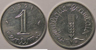 1 Centime Monnaie française, Epi, Très rare   Frappe monnaie, 2511 Ex, SUP+/SPL 1 Centime 1991 vz+