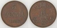 Finlande 5 Pennia Finlande, Finland 1888, TB, KM#11 -